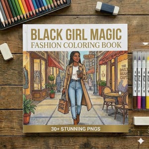 Black Girl Fashion Coloring Book | Urban Style Illustrations (Digital Download)