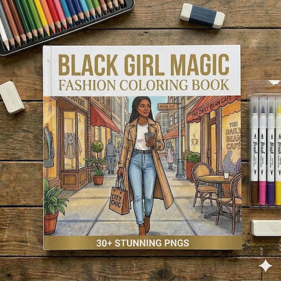 Black Girl Fashion Coloring Pages | Adult Coloring Coloring Book Printable | African American Woman Illustrations | Black Girl Magic Digital
