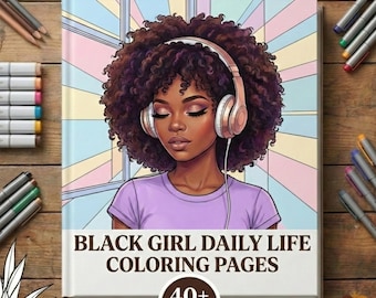 Libro para colorear de mujeres negras / La vida cotidiana de las personas con melanina (descarga digital en formato PNG)