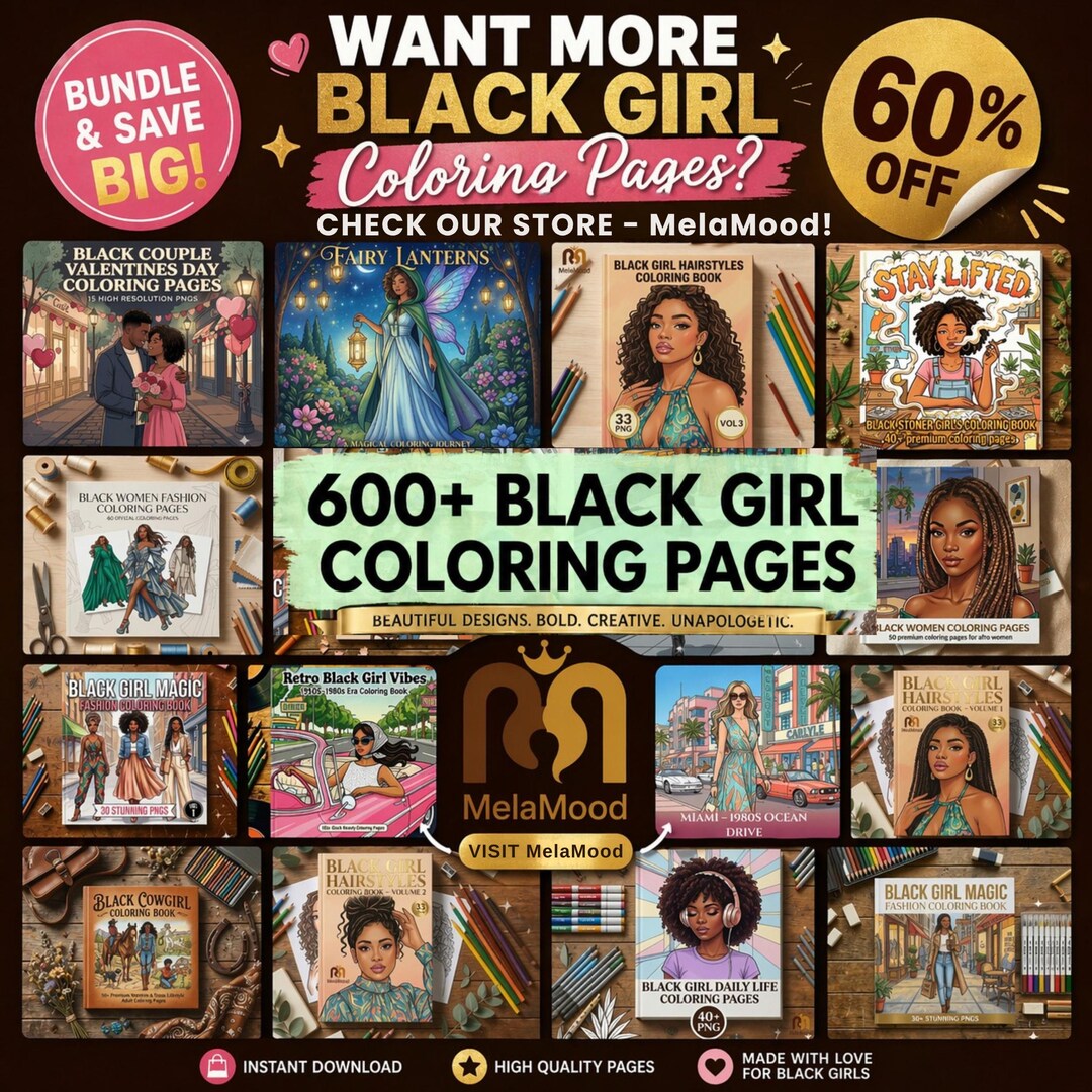 600+ Black Girl Magic Coloring Pages, PDF Printable Adult Coloring Book ...