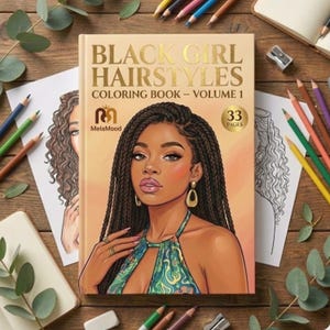 Black Girl Hairstyles Coloring Book | Natural Hair Line Art (Digital Download)