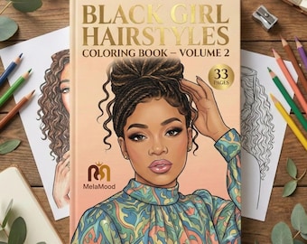 Black Girl Hairstyles Coloring Book | Natural Hair Line Art (Digital Download)