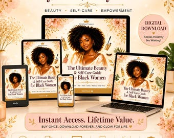 Selbstpflegeanleitung für schwarze Frauen: Melanin Hautpflege, 4C Haar-Routine, Make-up für dunkle Haut, Glow Up Ebook, digitaler Download PDF zum ausdrucken