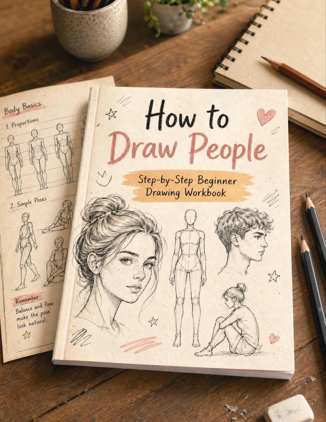 How to Draw People: Step-by-step Drawing Workbook, Figure Sketching for Beginners, Printable Art ...