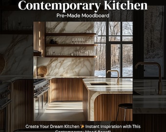 Contemporary Kitchen Mood Board | Kitchen Design | Interior Design | E-Design | Instant Download | Modern Kitchen Inspiration | Design Help
