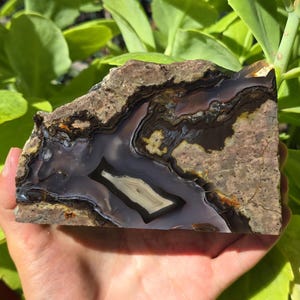 Blue and Gray Banded Agate, Turkish Agate, Cut and Polished Turkish Agate, Rough Mineral Specimen, Metaphysical Crystal.
