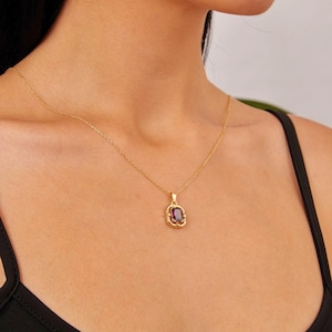 14K Gold Birthstone Necklace, Custom Gemstone Pendant For Women, Minimalist Jewelry Gift, Elegant Personalized Necklace, Keepsake Jewelry