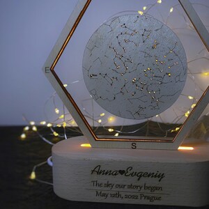 Personalisierte Sternenkarte LED-Lampe, benutzerdefinierte Sternenkarte nach Datum, Sternenkarte-Nachtlicht, Verlobungsgeschenke, personalisierte LED-Lampe