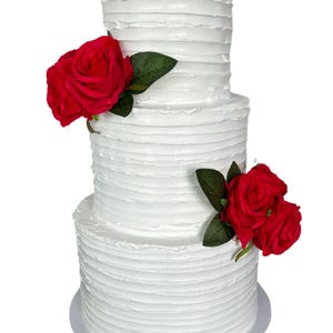 Three Tier Fake Cake with Red Roses