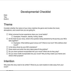 Developmental Editing Checklist Writers Authors Planner Printable Creative Writing Worksheet Revision To-Do List Gift for Writers