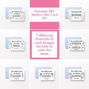Printable Mother&#39;s Day Coloring Card Set: Proverbs 31 (PDF)