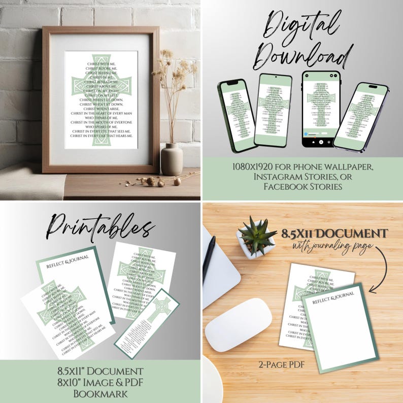 St. Patrick's Breastplate Lorica Prayer Celtic Cross Printable Bundle ...