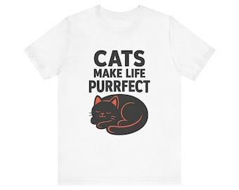 Asmonox 'Purrfectly Balanced' Cat Lovers Typography Tee