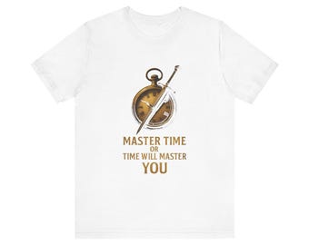 Unisex Bella+Canvas Tee Featuring Hyper-Realistic 3D Pocket Watch and Sword with Master Time Quote