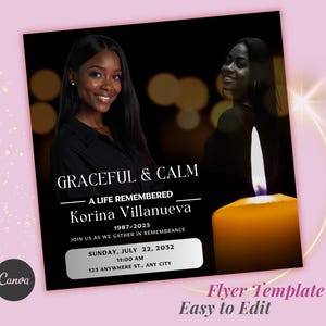 Memorial Funeral Announcement Flyer, Funeral Announcement Template, Funeral Memorial Announcement Flyer, Rest In Peace Flyer, Canva Editable