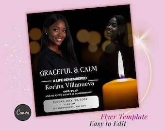 Memorial Funeral Announcement Flyer, Funeral Announcement Template, Funeral Memorial Announcement Flyer, Rest In Peace Flyer, Canva Editable