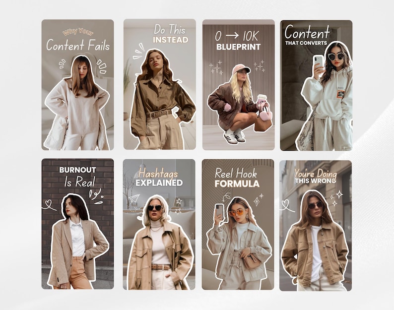 Minimal luxury brown Canva reel covers for content creators and influencers