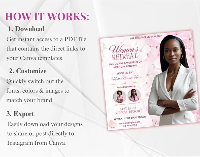 Women’s Retreat Flyer | Church Event Flyer | Christian Conference Flyer | Editable Canva Template | Religious Event Flyer