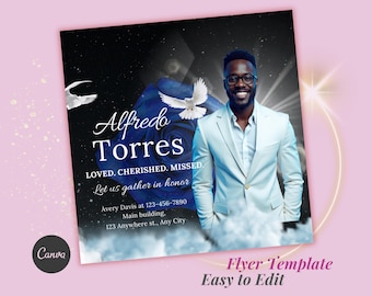 Memorial Funeral Announcement Flyer, Funeral Announcement Template, Funeral Memorial Announcement Flyer, Rest In Peace Flyer, Canva Editable
