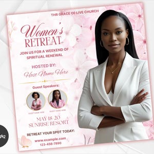 Women’s Retreat Flyer | Church Event Flyer | Christian Conference Flyer | Editable Canva Template | Religious Event Flyer