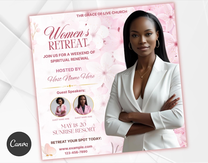 Women’s Retreat Flyer | Church Event Flyer | Christian Conference Flyer | Editable Canva Template | Religious Event Flyer