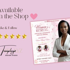 Women’s Retreat Flyer | Church Event Flyer | Christian Conference Flyer | Editable Canva Template | Religious Event Flyer