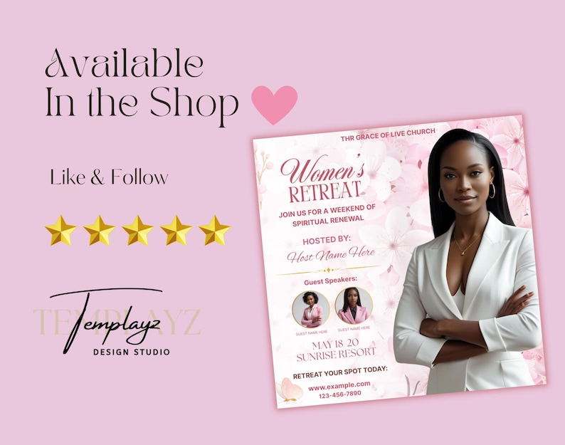 Women’s Retreat Flyer | Church Event Flyer | Christian Conference Flyer | Editable Canva Template | Religious Event Flyer