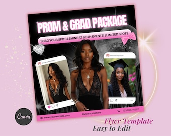 Prom and Grad Event flyer, Graduation Promo, Prom Queen, DIY Event Flyer, Service Deals, Snag your spot, Stylists & Salons flyer