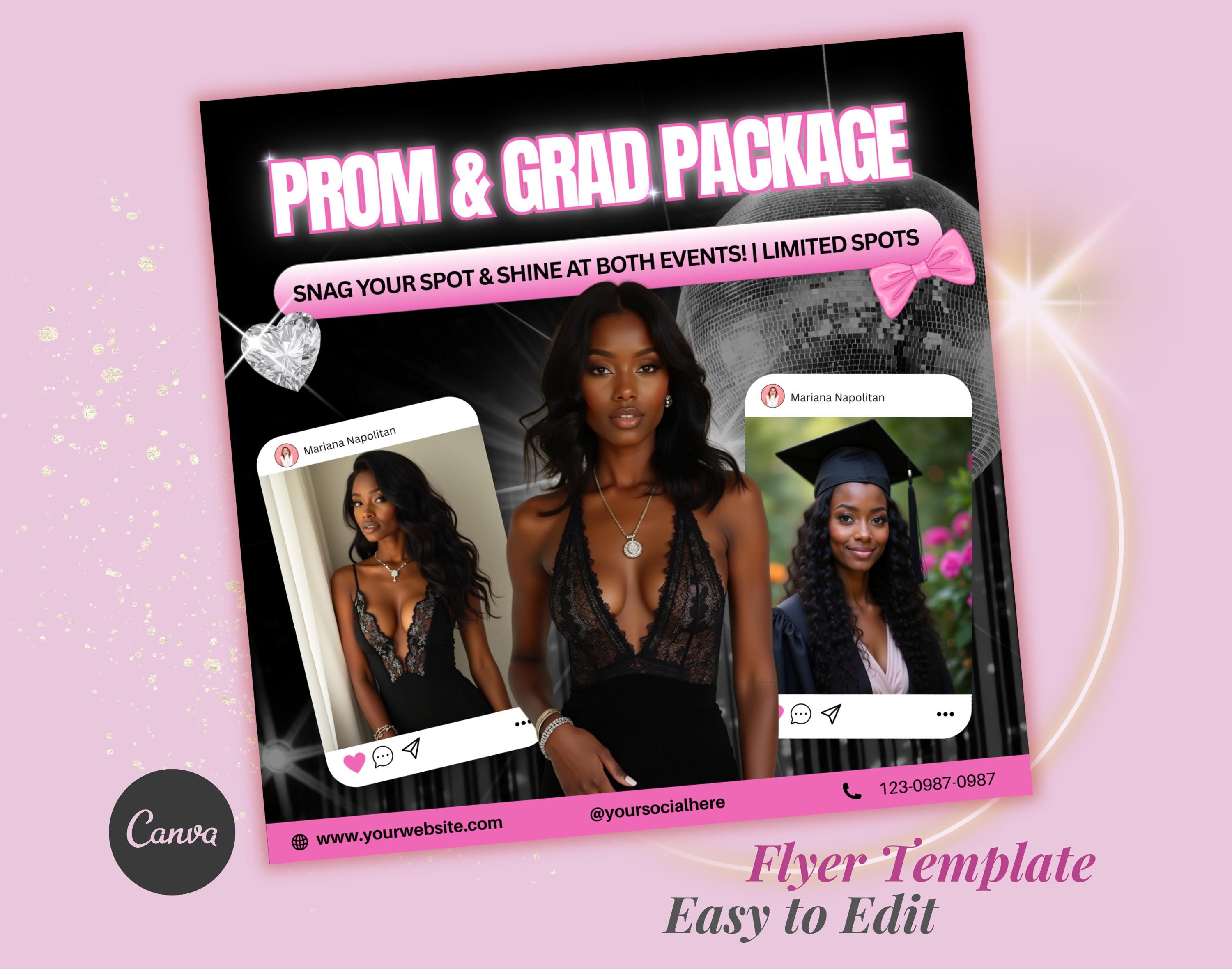 Prom and Grad Event Flyer, Graduation Promo, Prom Queen, DIY Event ...