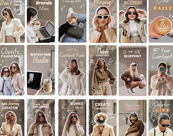 35 Luxury Brown Instagram Reel Covers,  Minimalist Templates for Social Media Managers, Aesthetic Content Creators, Faceless UGC Style Canva