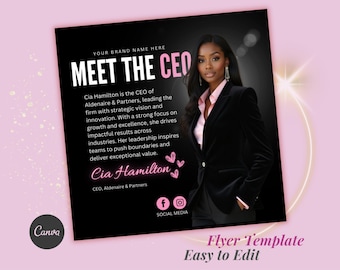 Meet the CEO, Business Profile and Event Flyer, Corporate Flyer Template, Company Executive Introduction, Editable Canva Flyer Template