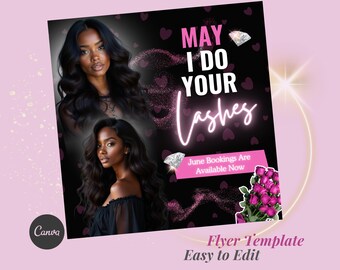 June Lash Tech Booking Flyer, Lash Appointment, Lashes Books, June lash deals Promo, Lash Artist, Eyelash Extensions Canva Flyer Template