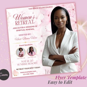 Women’s Retreat Flyer | Church Event Flyer | Christian Conference Flyer | Editable Canva Template | Religious Event Flyer