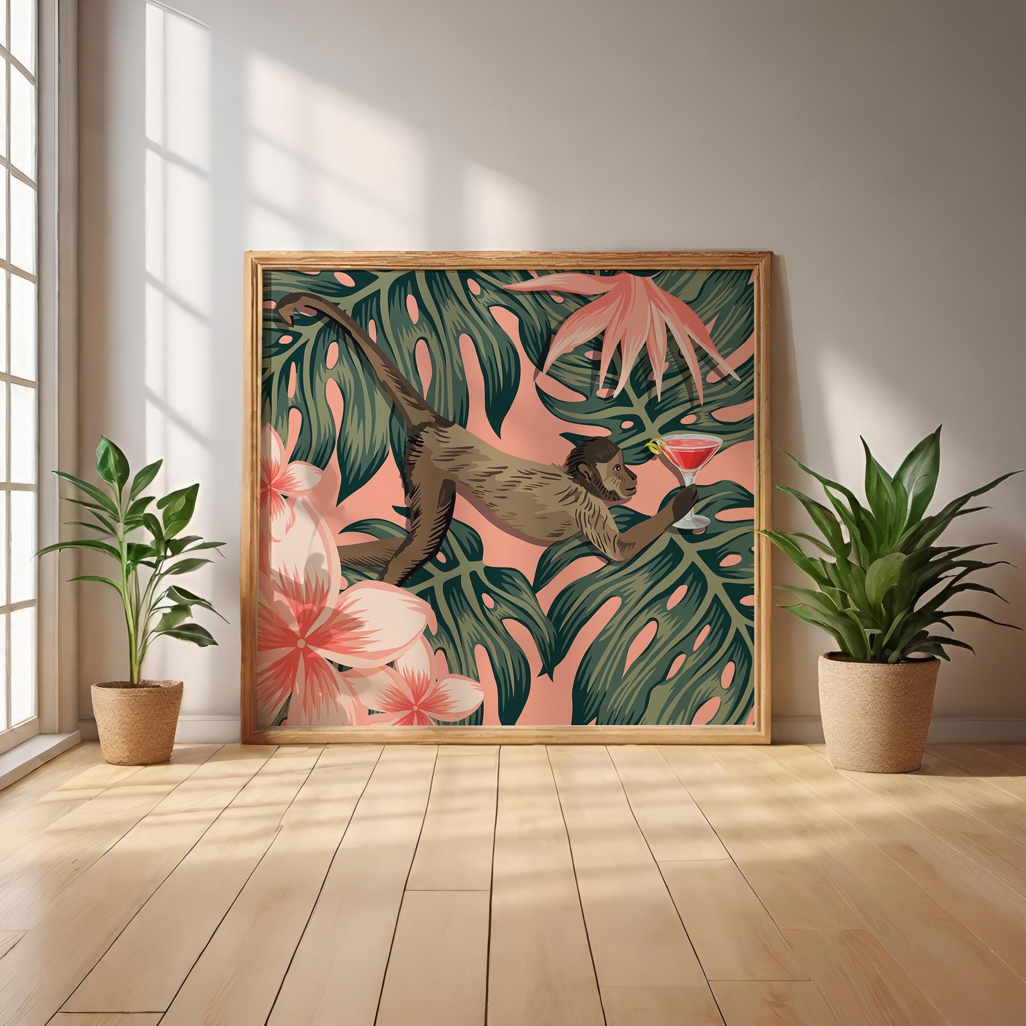 Tropical Monkey Bar Art Print, Mid Century Modern (digital