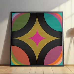 Large Modern Colorful Wall Art Mid Century Print Abstract Wall Art Printable Art Multicolor Poster Large Square Statement Artwork Home Decor