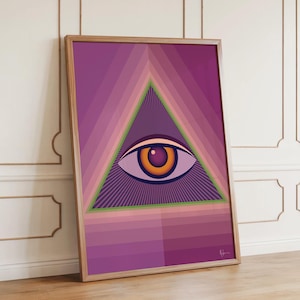 Eye of Providence Wall Art Illuminati Printable Home Decor All Seeing Eye Mid Century Modern Living Room Print Maximalist Minimalist Artwork