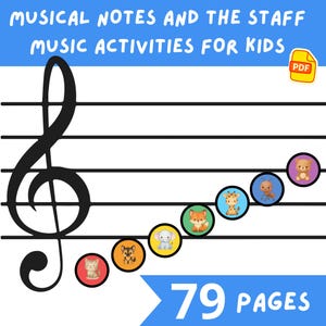 Musical Notes & Staff Activities for Kids 3-6 | Music Worksheets PDF | Learn Treble Clef | Preschool Music Printable | Music Theory for Kids