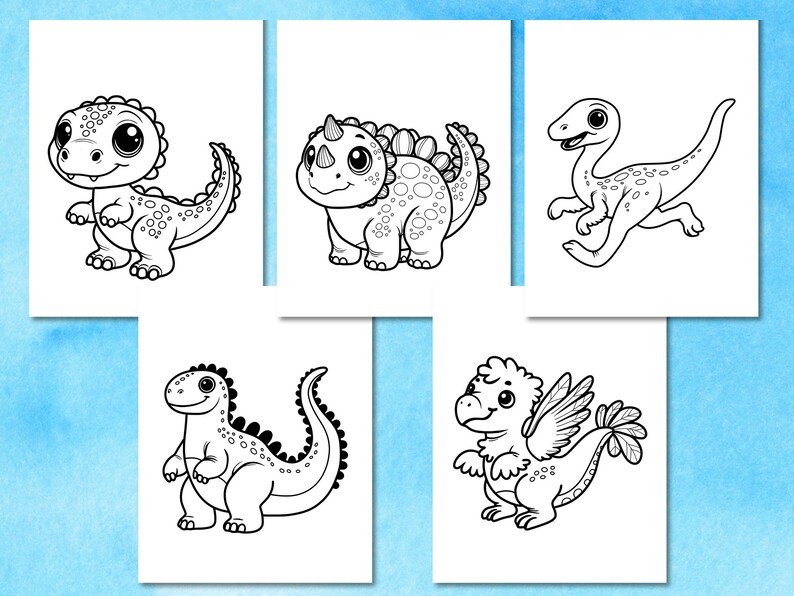 Dinosaur Coloring Pages PDF – 20 Printable Flashcards & Coloring for ...