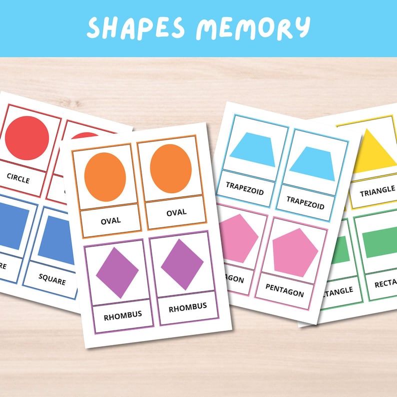 Montessori Memory Game PDF – Shapes & Numbers Matching Cards for Kids ...