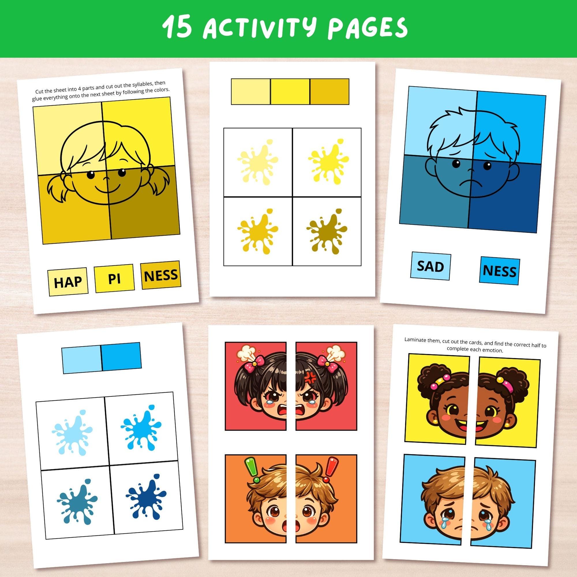 Emotions Activity Printable PDF for Preschool Kids, Cut and Paste ...