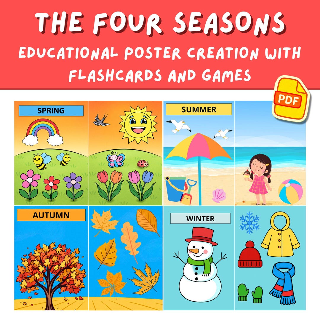 Printable Seasons Poster PDF – Four Seasons Activities With Flashcards ...