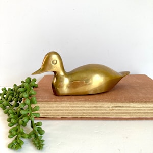 Vintage Small Brass Duck Figurine, Smooth