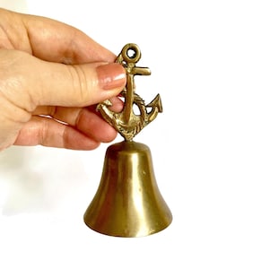 Vintage 4&quot; Brass Bell with Anchor Handle