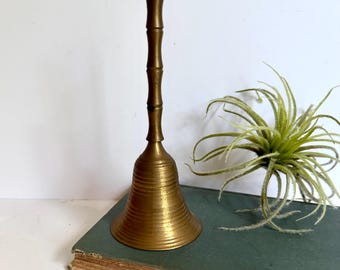 Vintage Brass Bell, Bamboo Style Handle