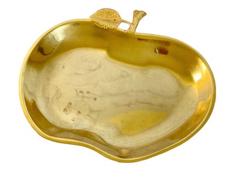 Vintage Gold Plated Metal Apple Shaped Dish/Tray