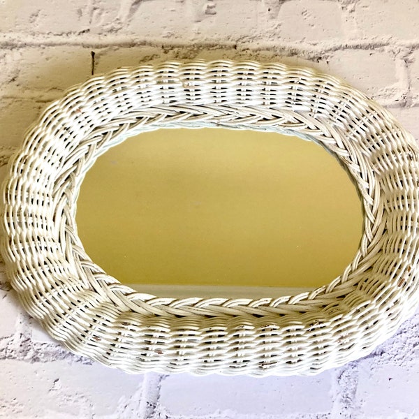 White Wicker Mirror Etsy