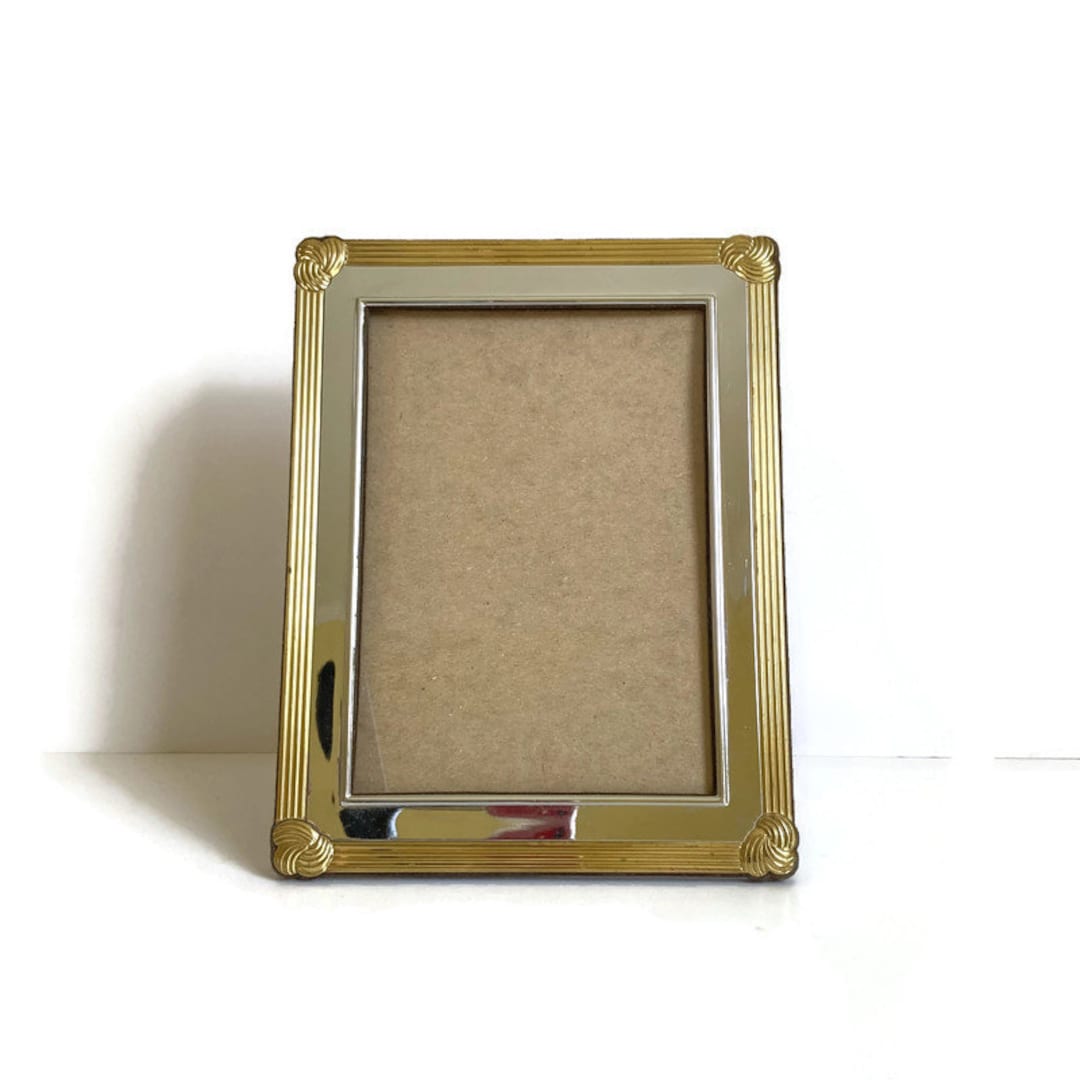 Vintage 5x7 Photo Frame Two Tone Metal Ribbed Design Etsy