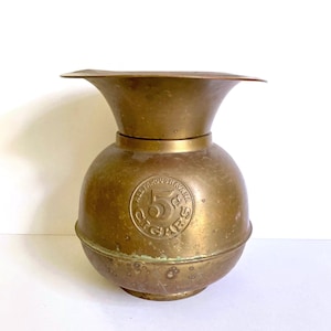Vintage Very Large Brass Spittoon, 5 Cent Cigars, Vase