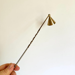Vintage Hinged Brass Candle Snuffer with Twisted Handle