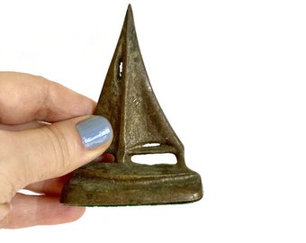 Vintage Tiny Brass Boat, Heavy Patina